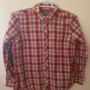 Eddie Bauer women’s RedPlaid button up flannel shirt XL